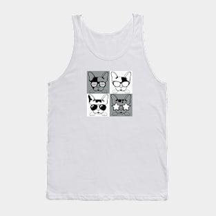 Frenchies with Glasses Black andd White Tank Top